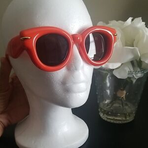 Bold Coral Round Sunglasses